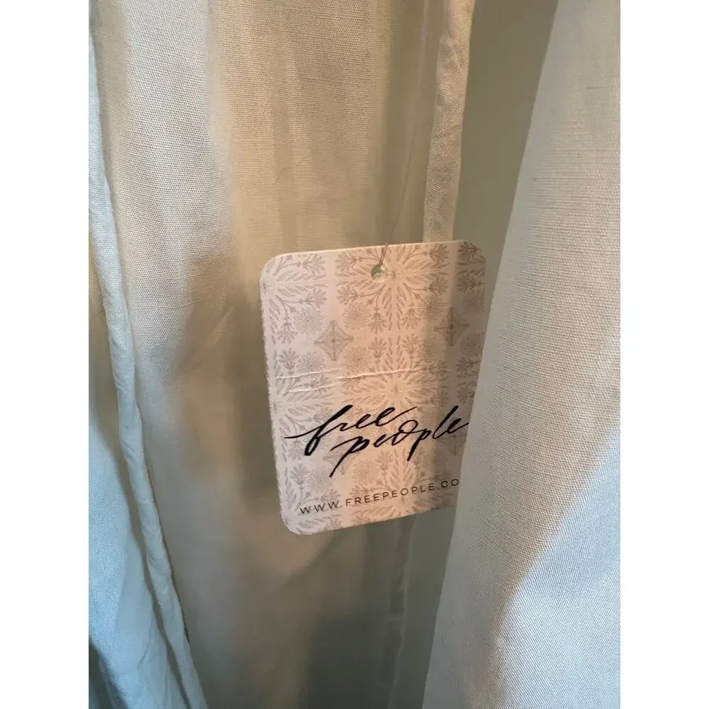 Free People Ivory long sleeve open back mini dress size S NWT